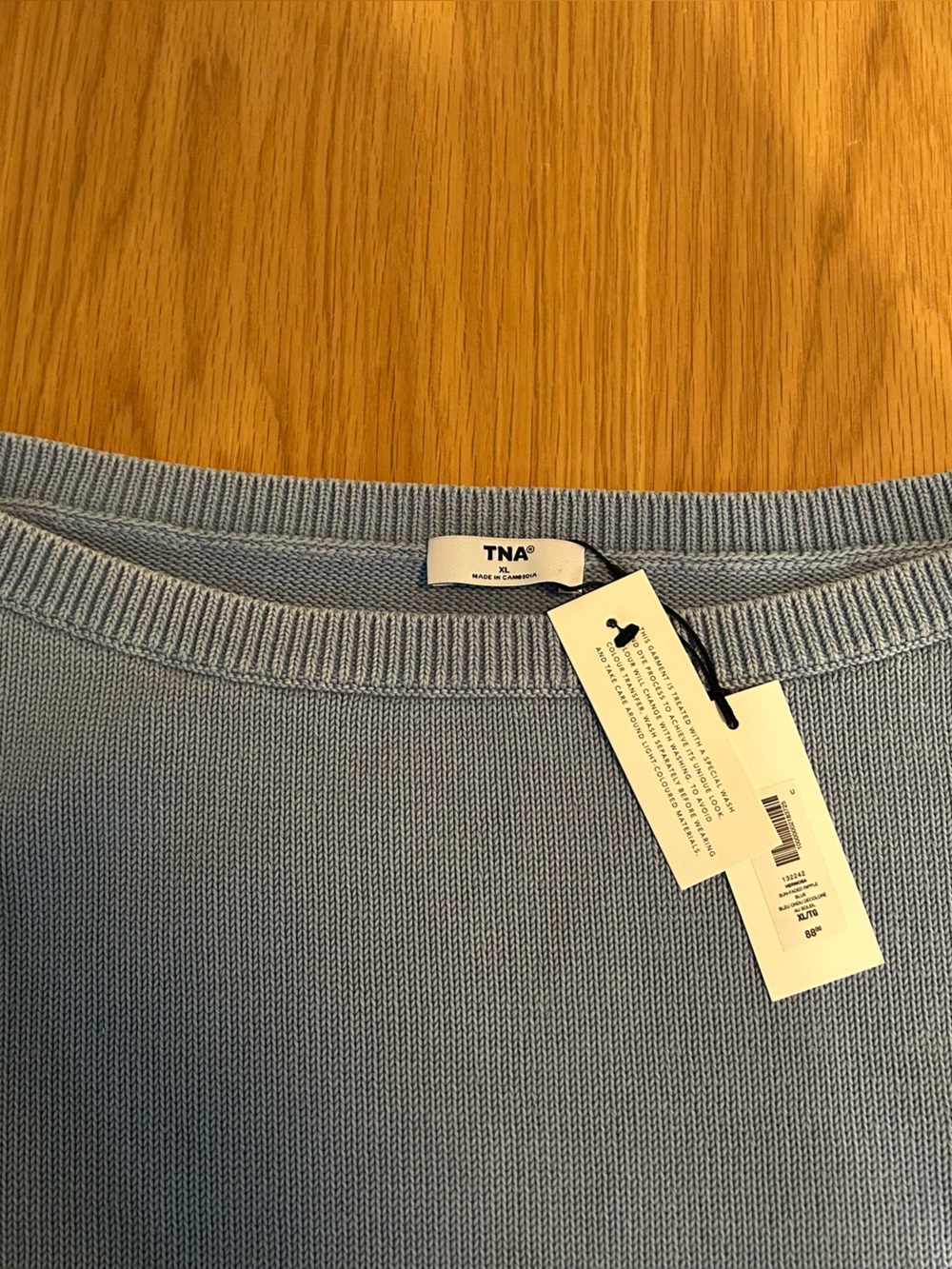 Aritzia TNA Hermosa Sweater Sun-faded Ripple Blue, Size XL NWT - Picture 6 of 11
